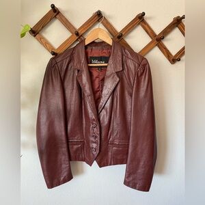 Vintage 1970s Wilson’s Leather Jacket Deep Burgundy Brown Leather Women’s 14